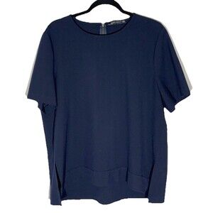 Zara Womens Tunic Top Size 2X XXL Plus Blue Minimal Capsule Lagenlook Office